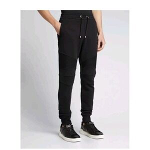 Balmain Men's Rib-Panel Jogger Sweatpants Black Size S‎ Small